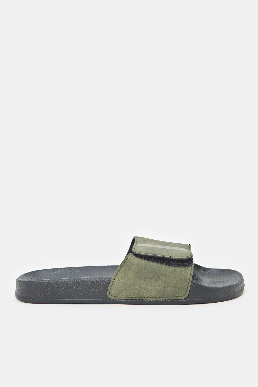 Men Grey Velcro Slide