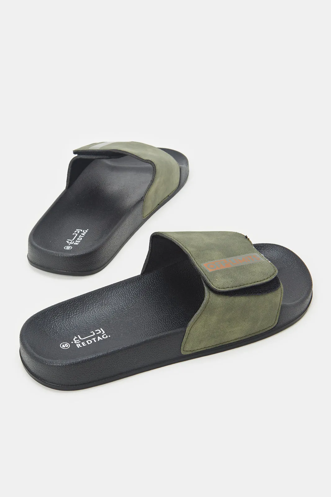 Men Grey Velcro Slide