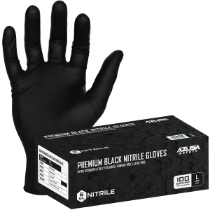 (ND6020) Disposable Gloves, 6-Mil Premium Black Disposable Nitrile Gloves, Powder-Free, Ambidextrous, Single-Use, Food Safe, Small, 1 Box (100 gloves)