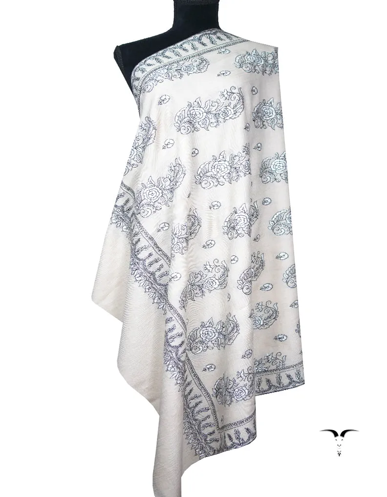 off-white embroidery pashmina shawl 8842