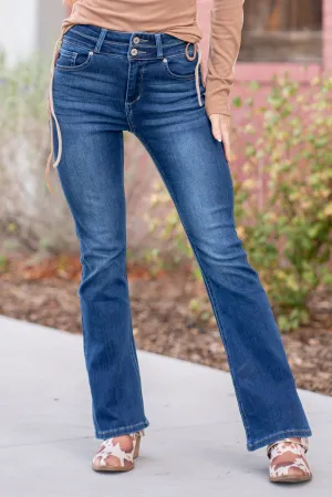 Petite Hamlet Double Button High Rise Skinny Bootcut