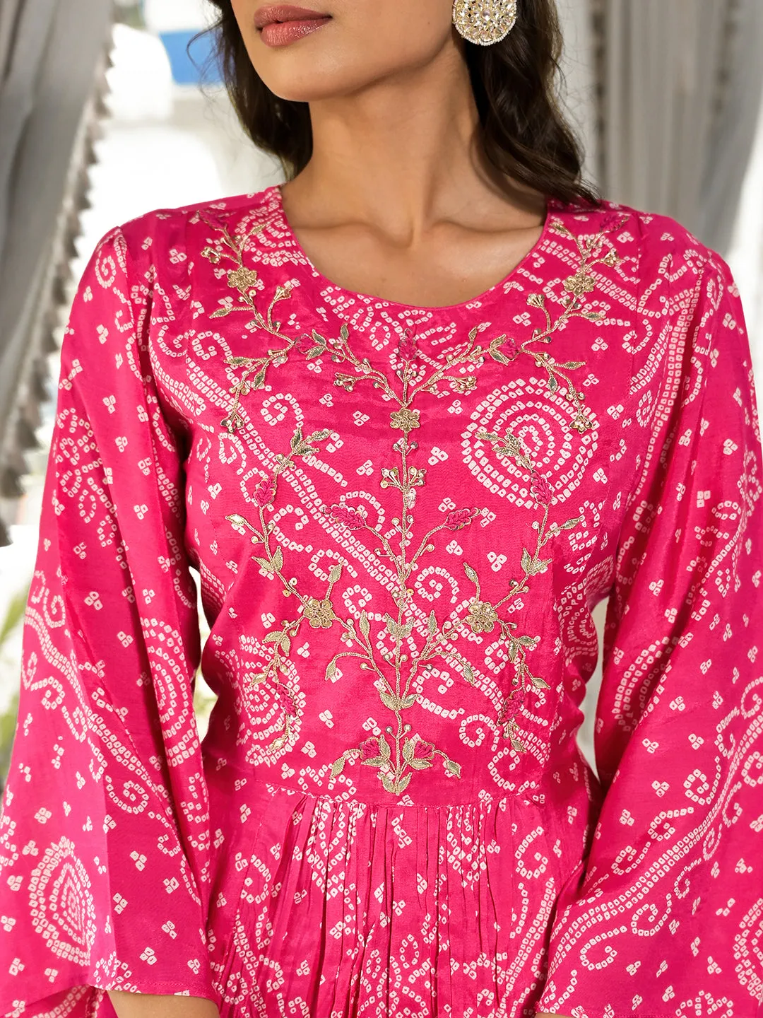 Pink Digital Print Gota Work Pure Muslin Co-Ord Set