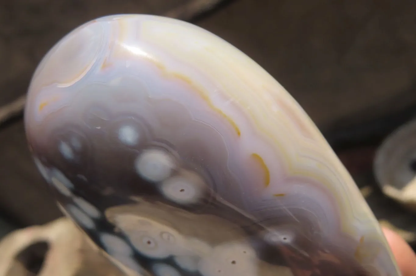 Polished Snow / Orca Agate Standing Free Forms x 2 From West Coast, Madagascar