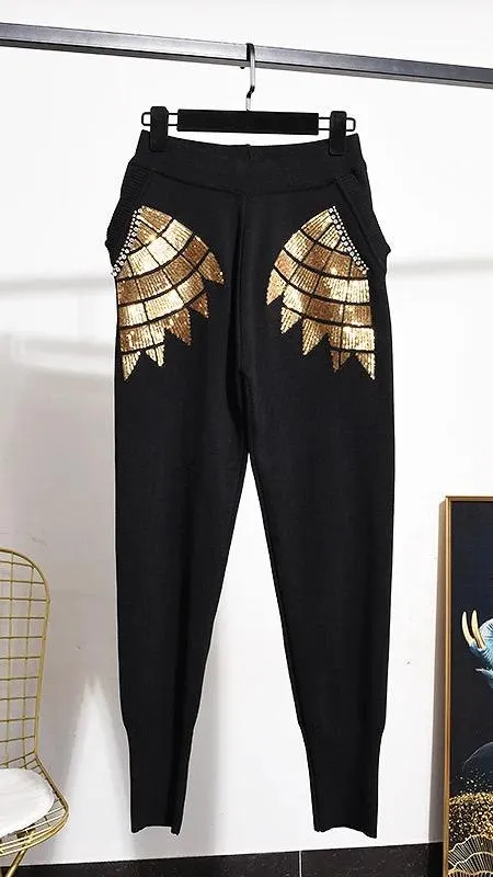 Pre Order:  Diamond Drill Long Sleeved Embroidered Sweater   Pants Set