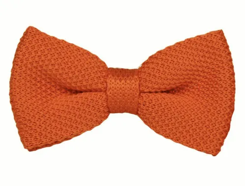 Pumpkin Orange Knit Bow Tie