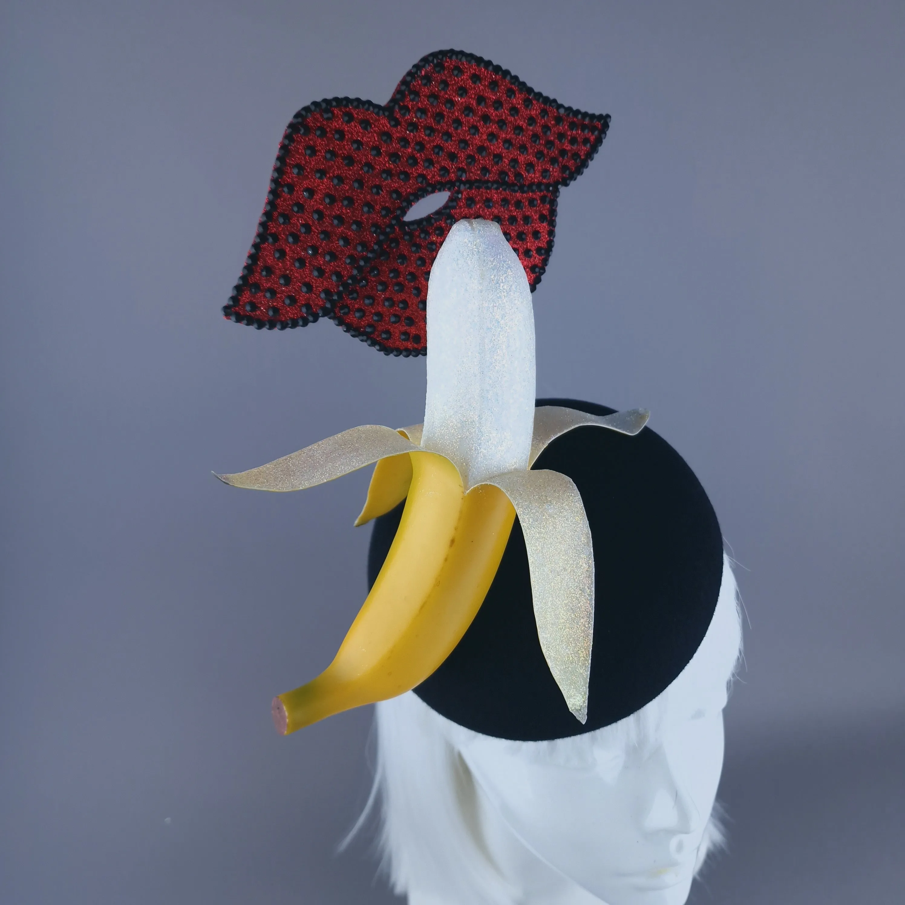 "BJ" Glittered Lips & Banana Food Fascinator Hat