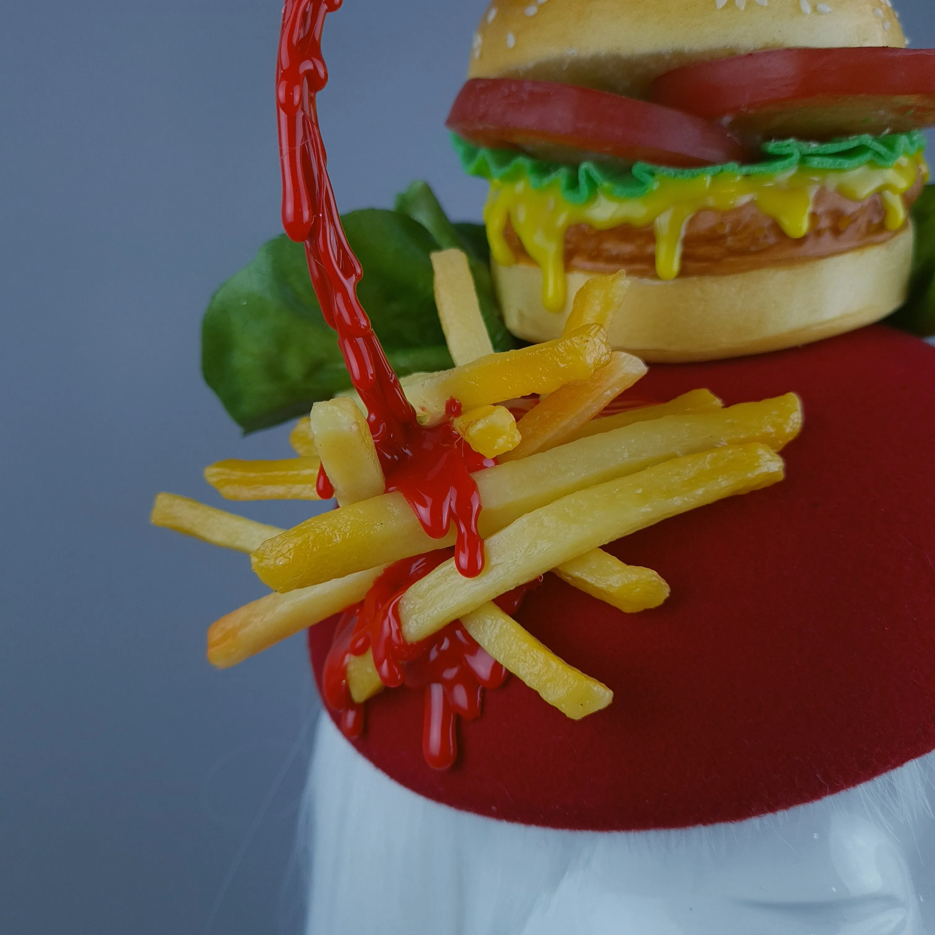 "Munchies" Burger & Chips Food Fascinator Hat Headdress