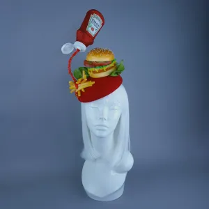 "Munchies" Burger & Chips Food Fascinator Hat Headdress