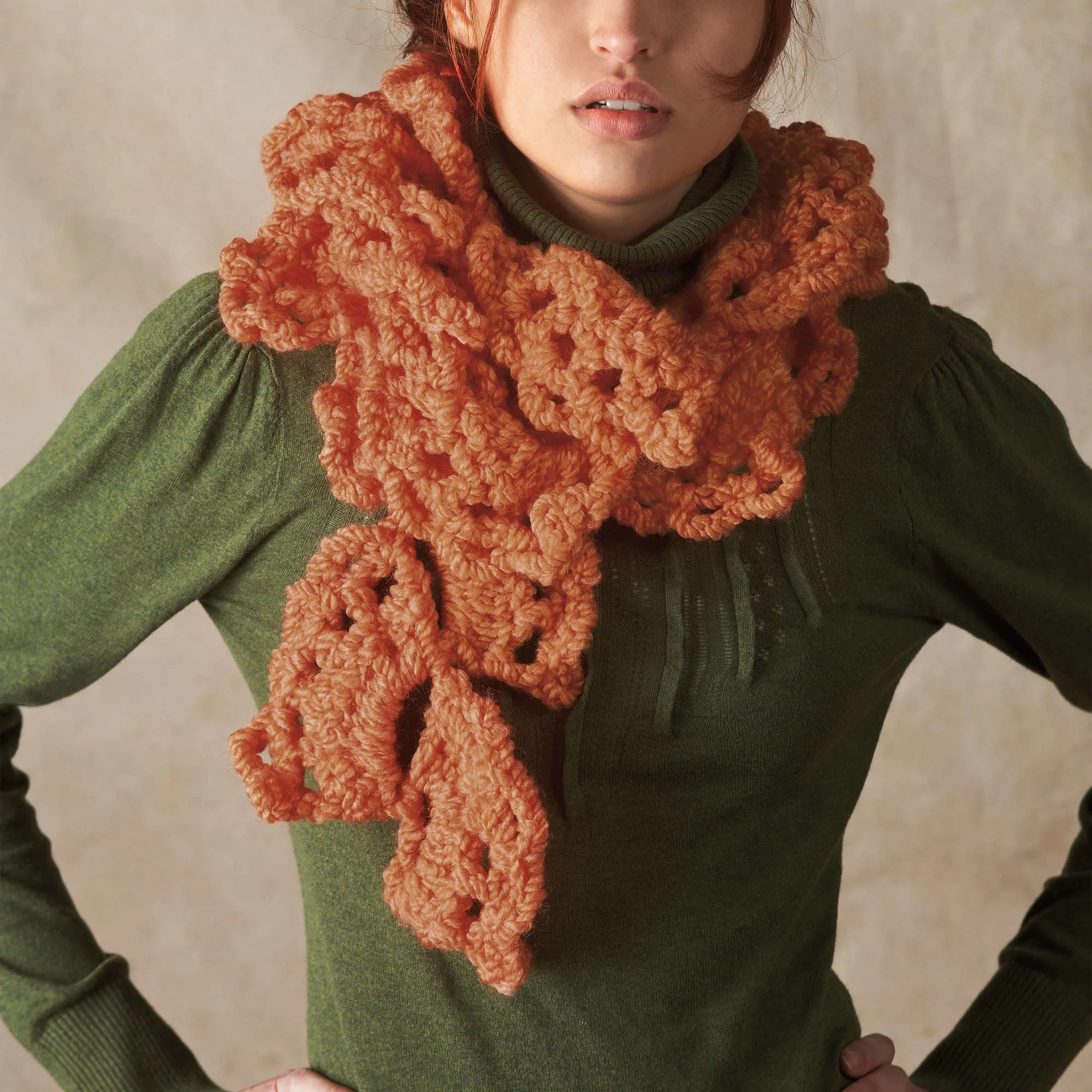 Red Heart Crochet Swirling Fans Scarf