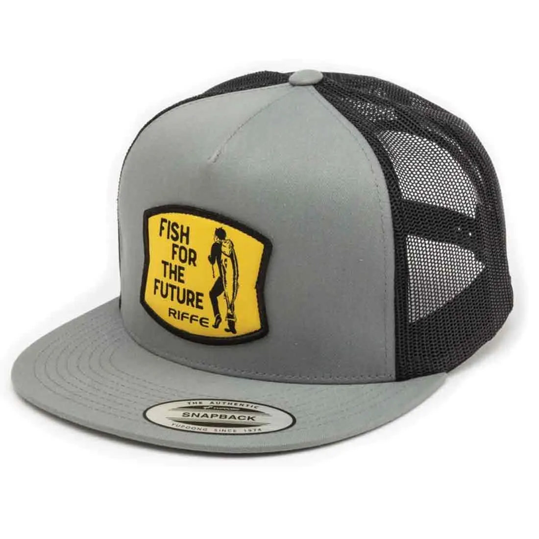 Riffe Future Fish Gray Snapback Trucker Mesh Hat