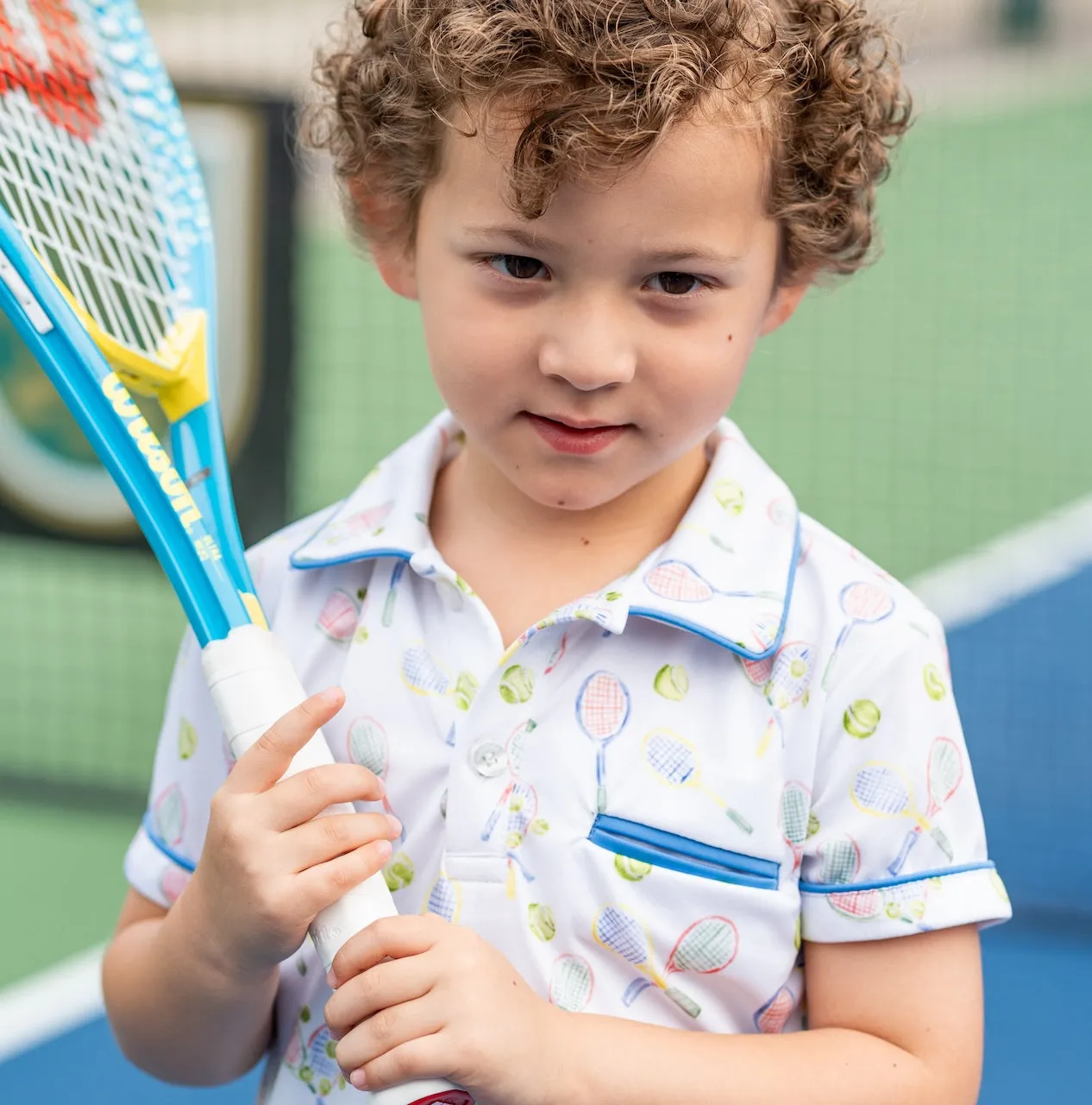 Roger Boy Polo Shirt - Racket Print