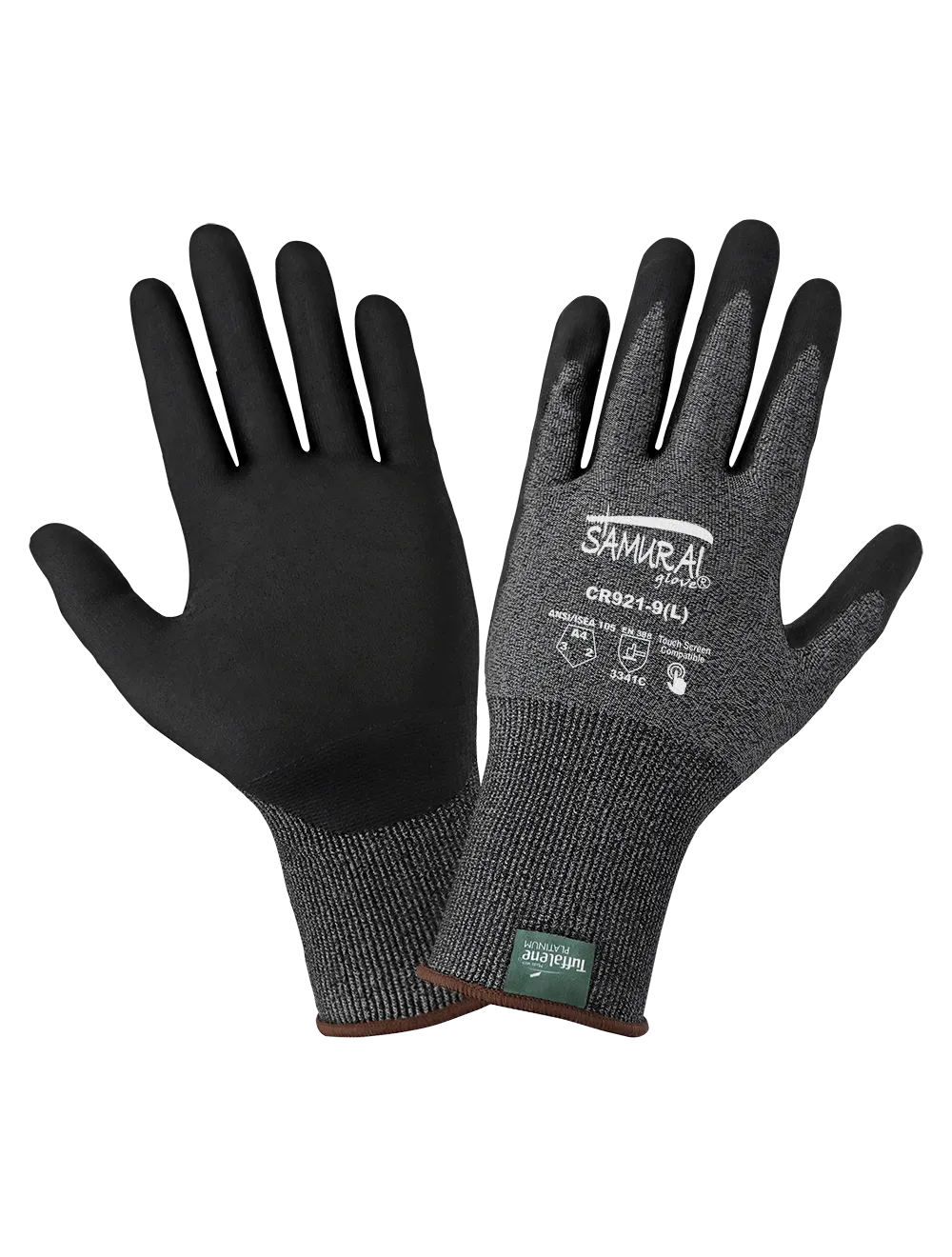 Samurai Glove® Salt-and-Pepper Cut Resistant Coated Touch Screen Gloves Made with 21-Gauge Tuffalene® Platinum - CR921