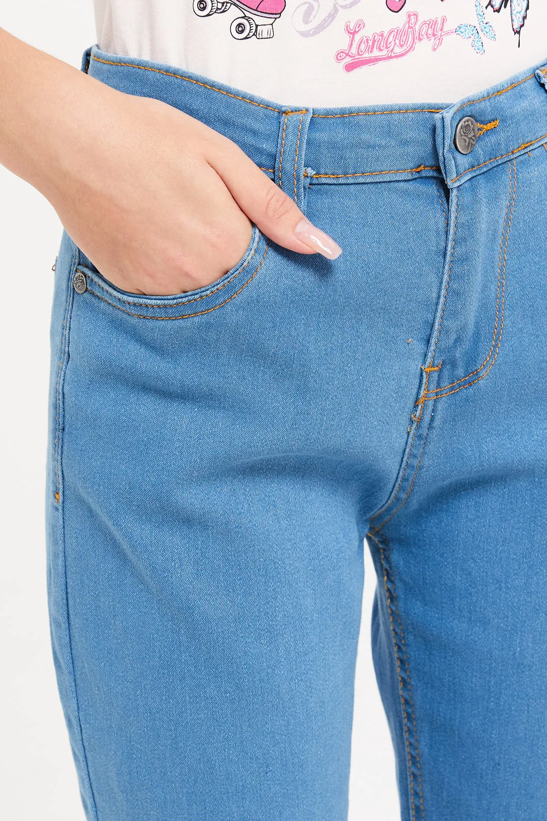 Senior Girls Blue Basic Skinny Jeans