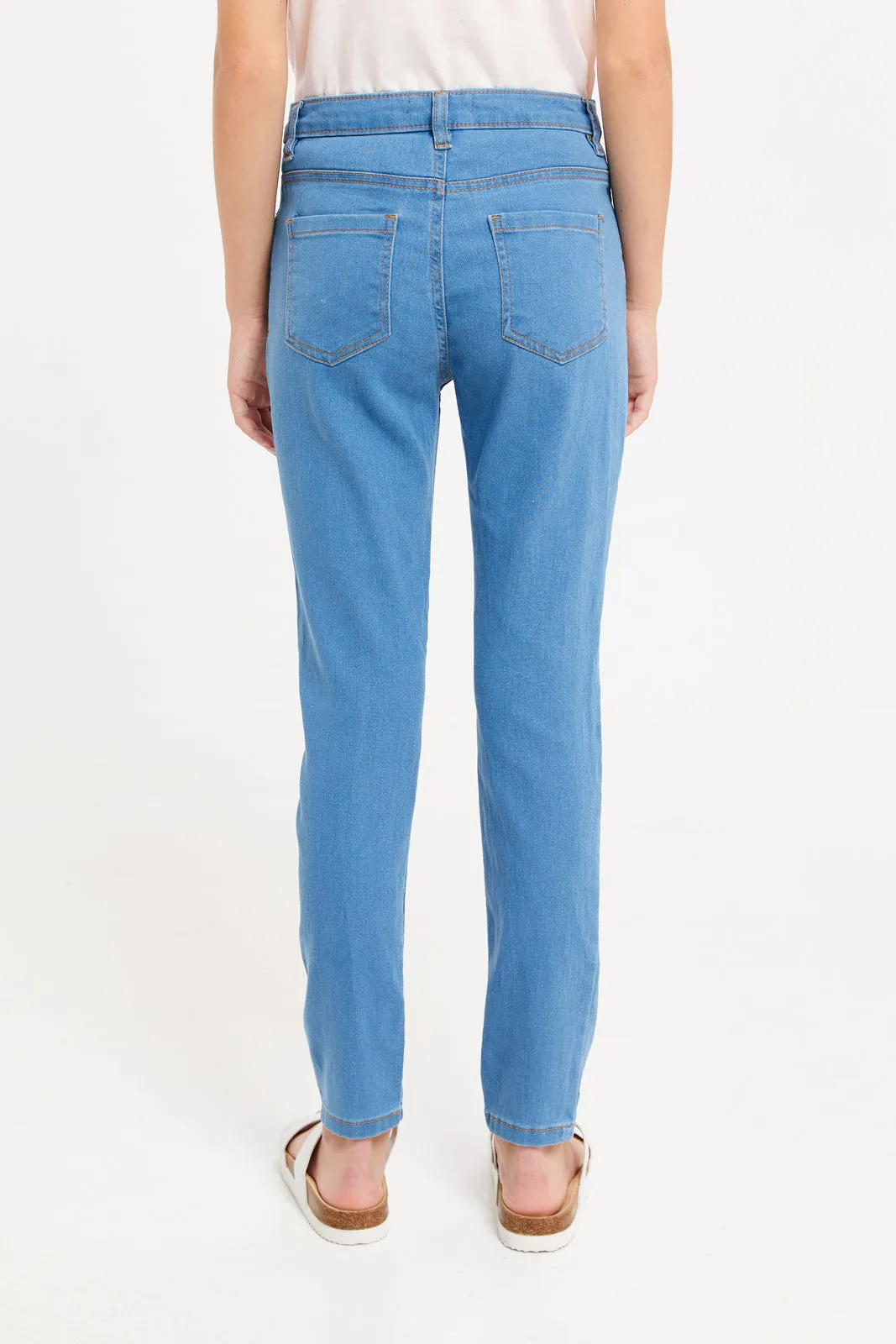 Senior Girls Blue Basic Skinny Jeans