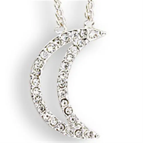 Silver Brass Chain Pendant with Top Grade Crystal in Clear for Women Style SNK13