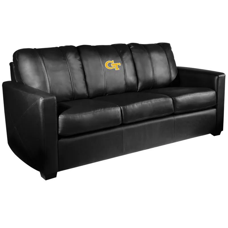 Silver Sofa with Georgia Tech Yellow Jackets Block GT Logo