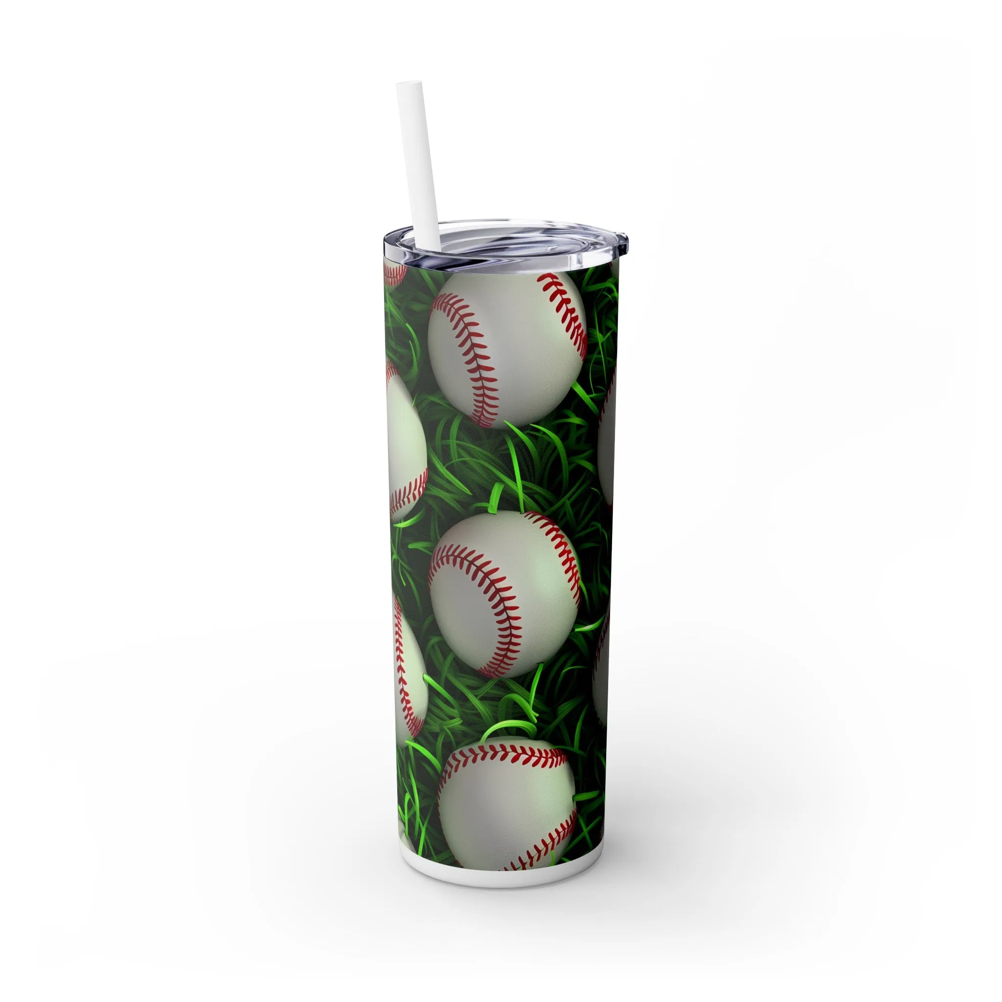 Stainless Steel Tumbler with Lid & Straw, 20 oz, 3D Baseball Gift  - Double-walled, Keeps Drinks Hot or Cold