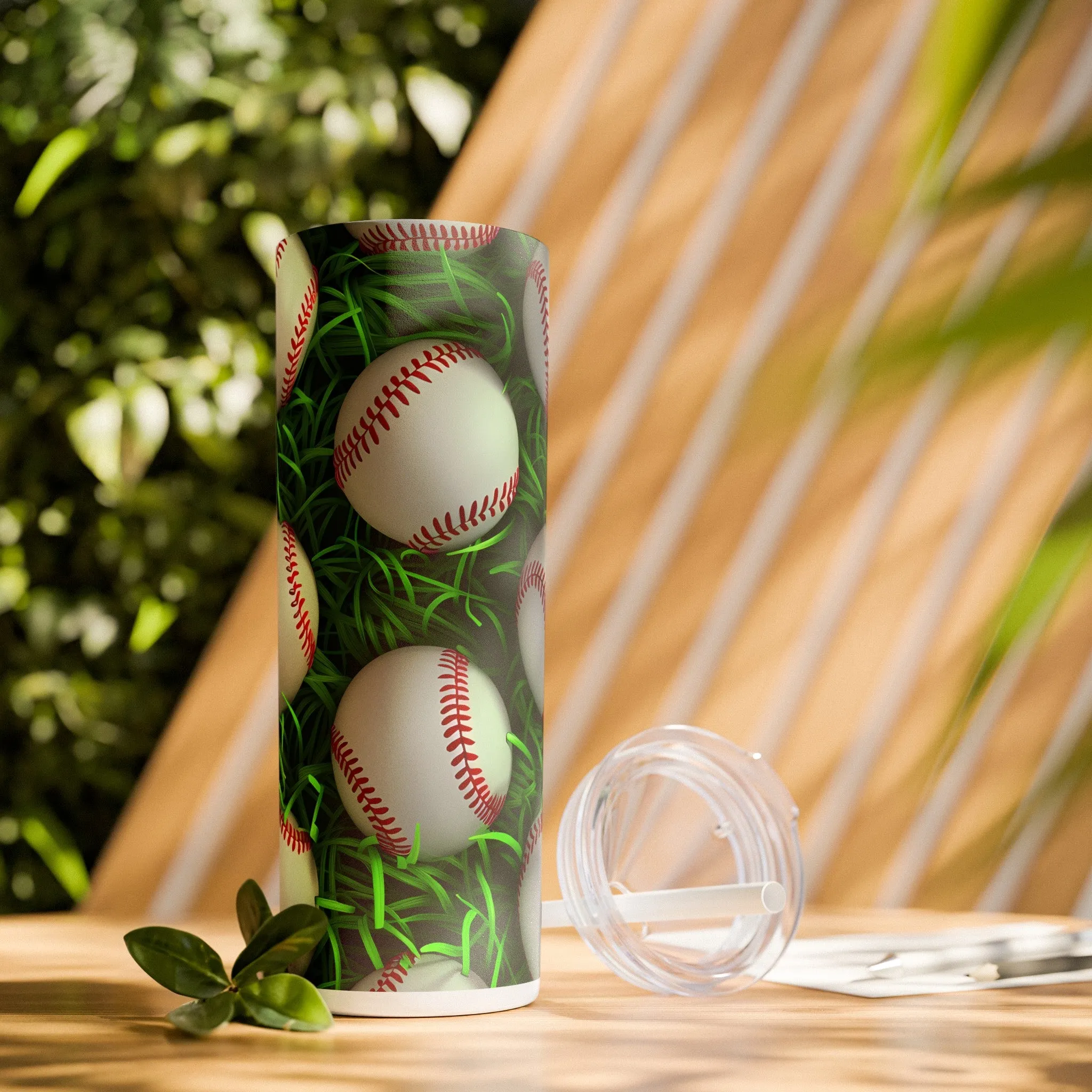 Stainless Steel Tumbler with Lid & Straw, 20 oz, 3D Baseball Gift  - Double-walled, Keeps Drinks Hot or Cold