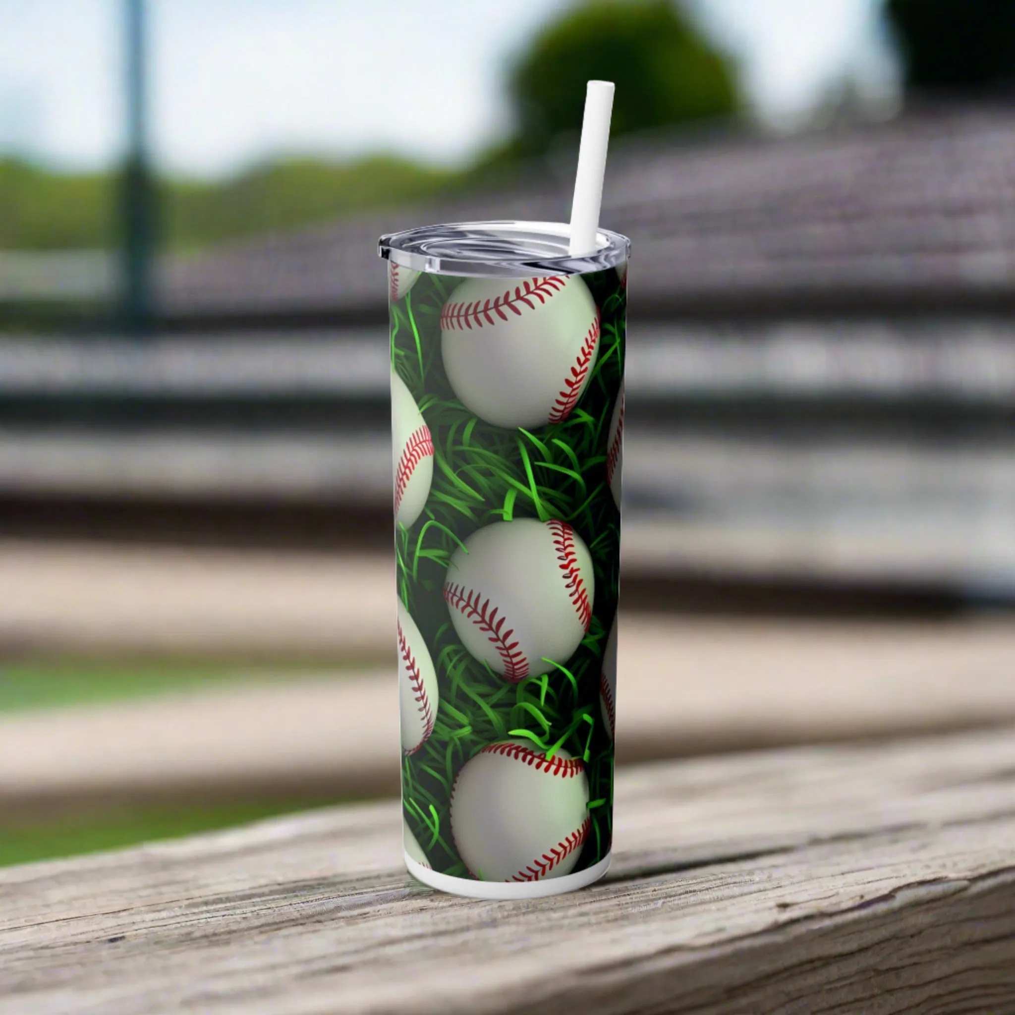 Stainless Steel Tumbler with Lid & Straw, 20 oz, 3D Baseball Gift  - Double-walled, Keeps Drinks Hot or Cold