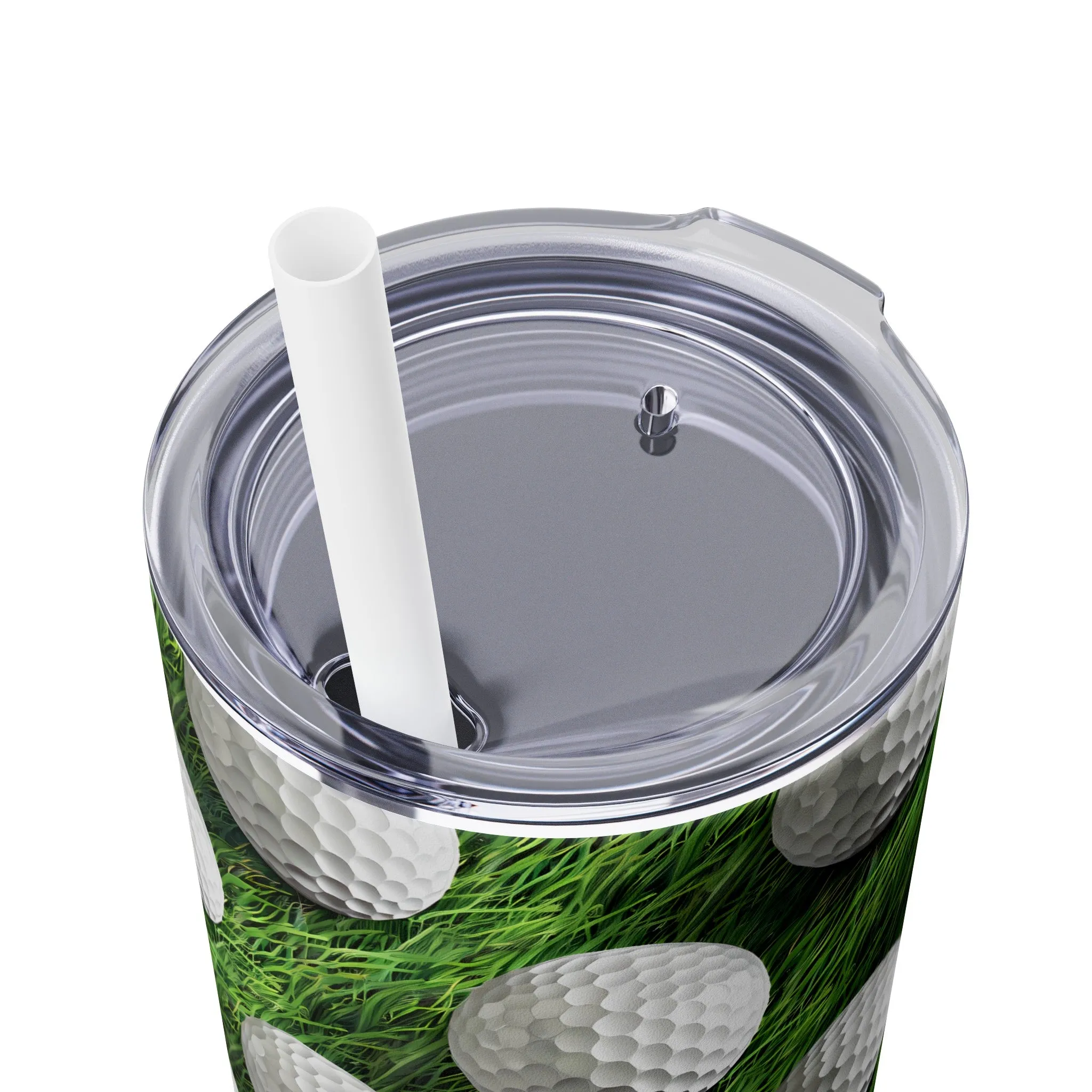 Stainless Steel Tumbler with Lid & Straw, 20 oz, 3D Golf Balls  - Double-walled, Keeps Drinks Hot or Cold