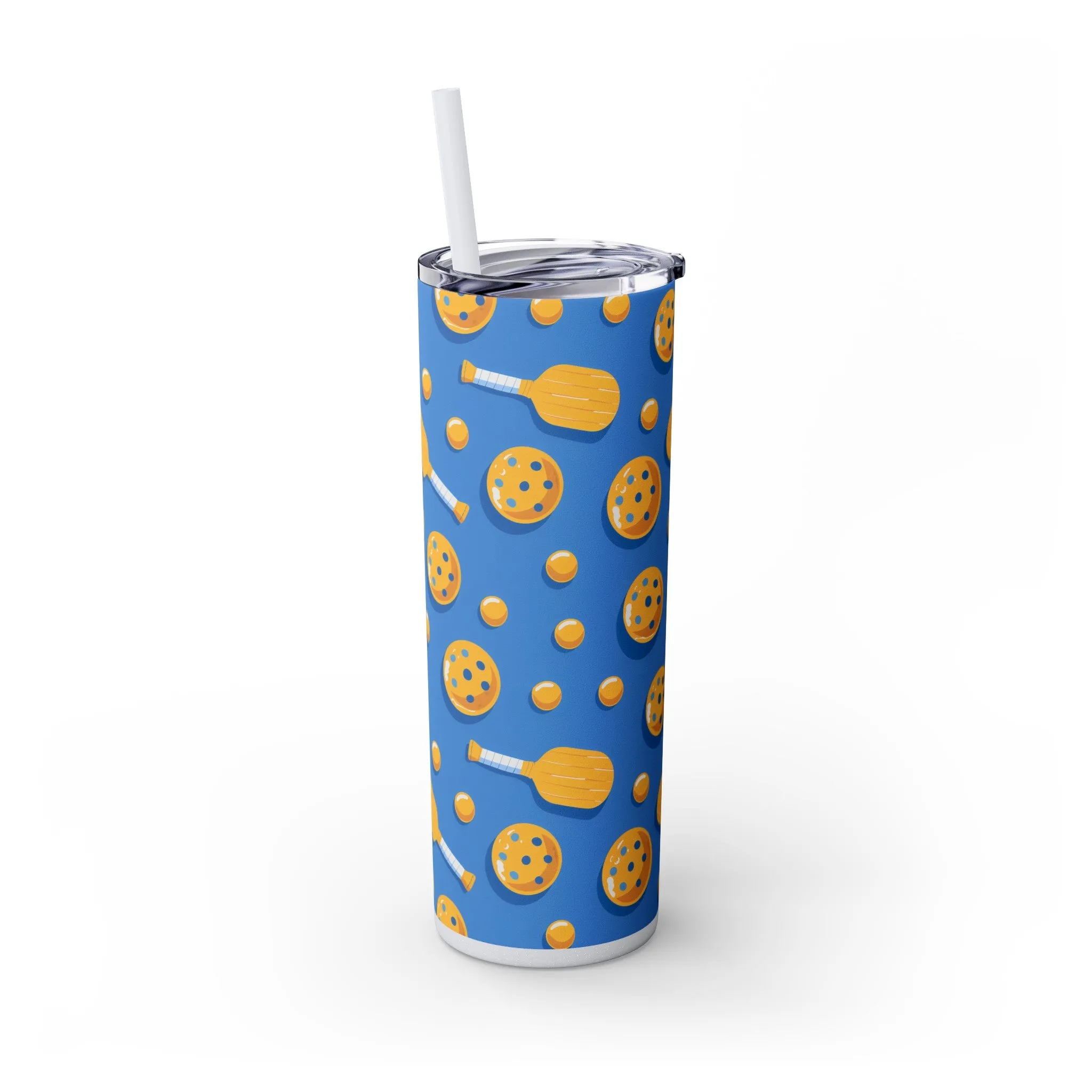 Stainless Steel Tumbler with Lid & Straw, 20 oz, Pickle Ball Paddles - Double-walled, Keeps Drinks Hot or Cold