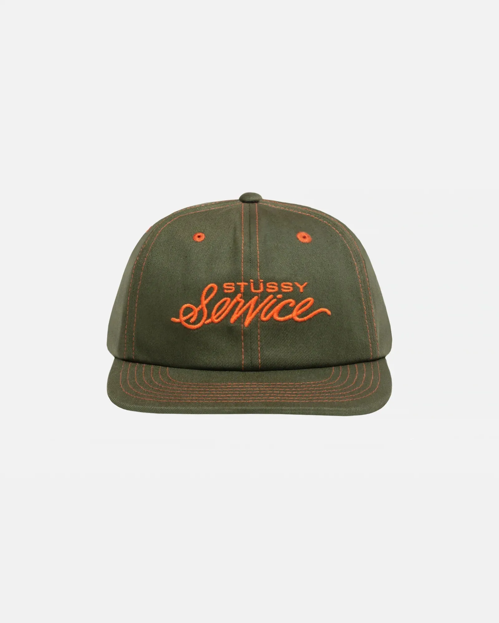 Stüssy Mid Depth Service Strapback Hat: Deep Olive