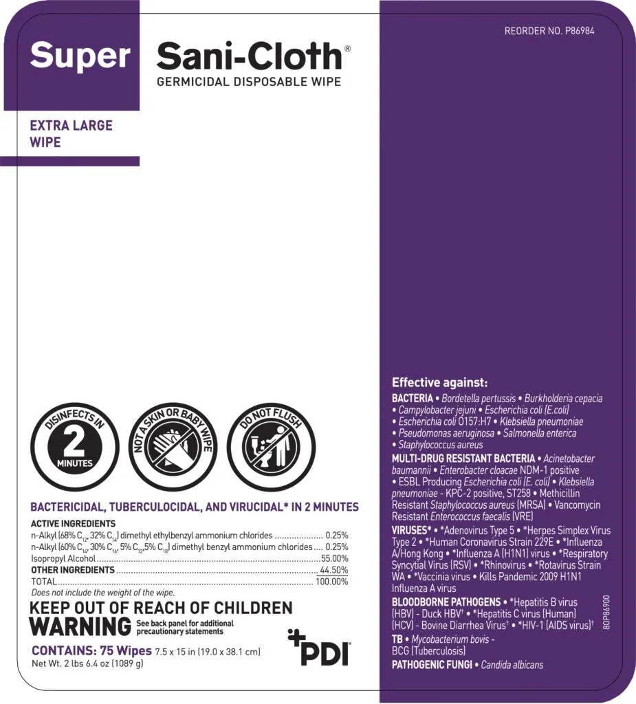 Super Sani-Cloth Germicidal Wipe 75ct Tub