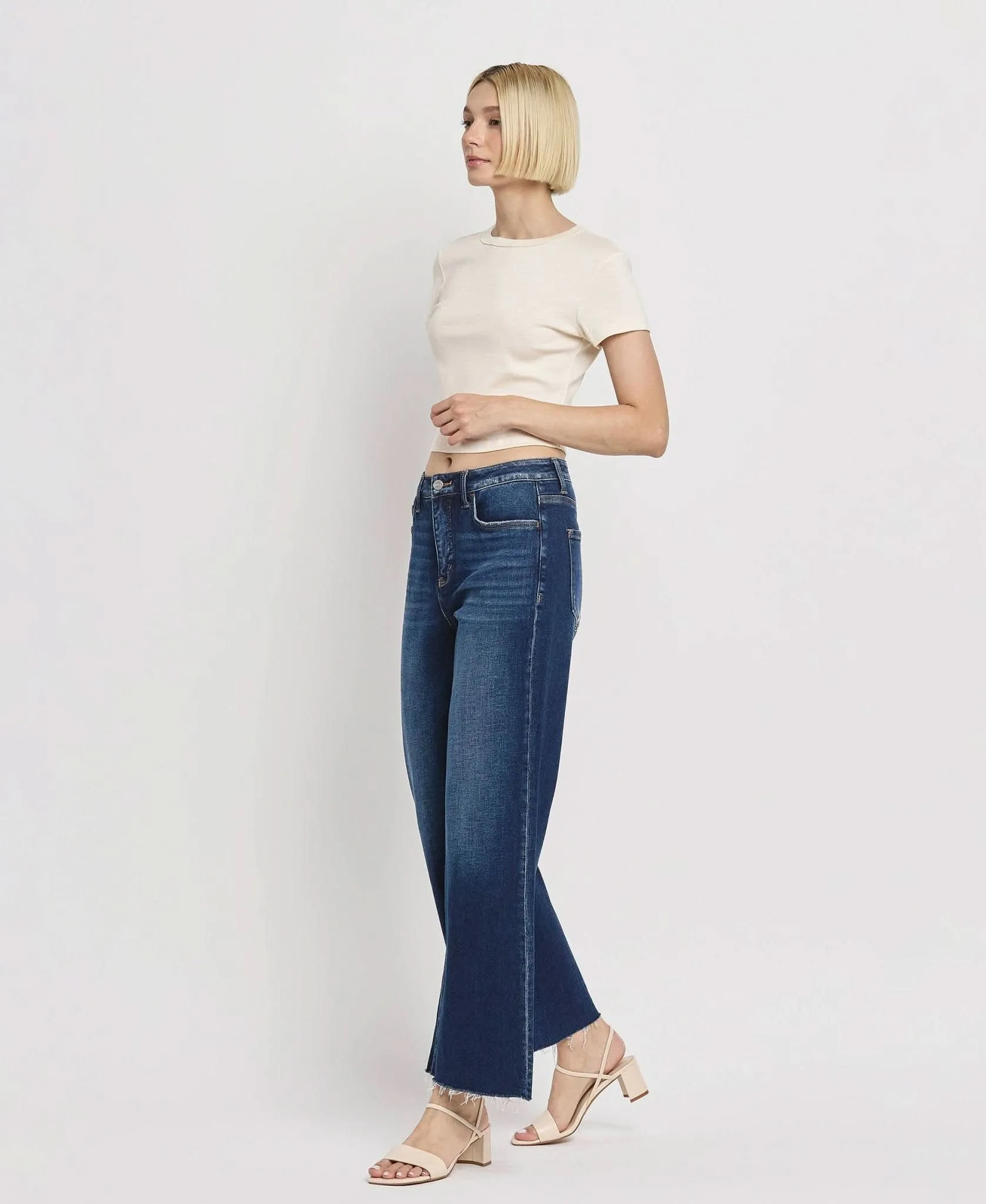 Tummy Control Dark Denim Super High Rise Wide Leg Jean