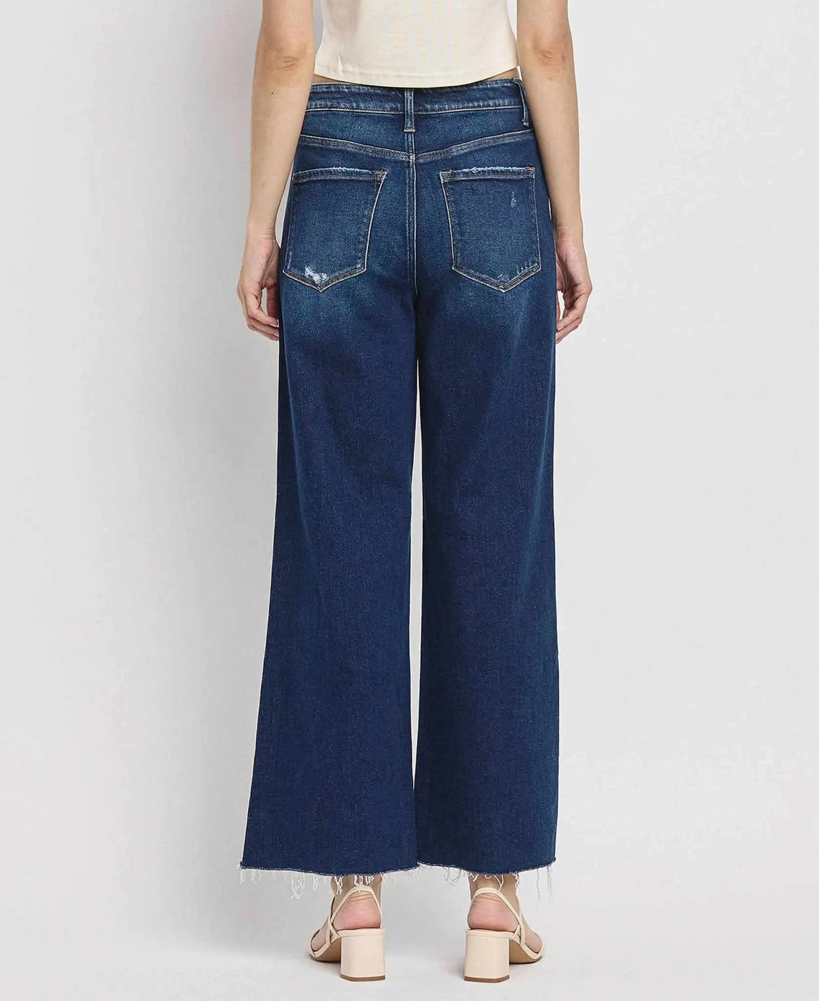 Tummy Control Dark Denim Super High Rise Wide Leg Jean