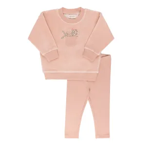 VELOUR POCKET FULL FLOWERS-PINK-LOUNGE SET