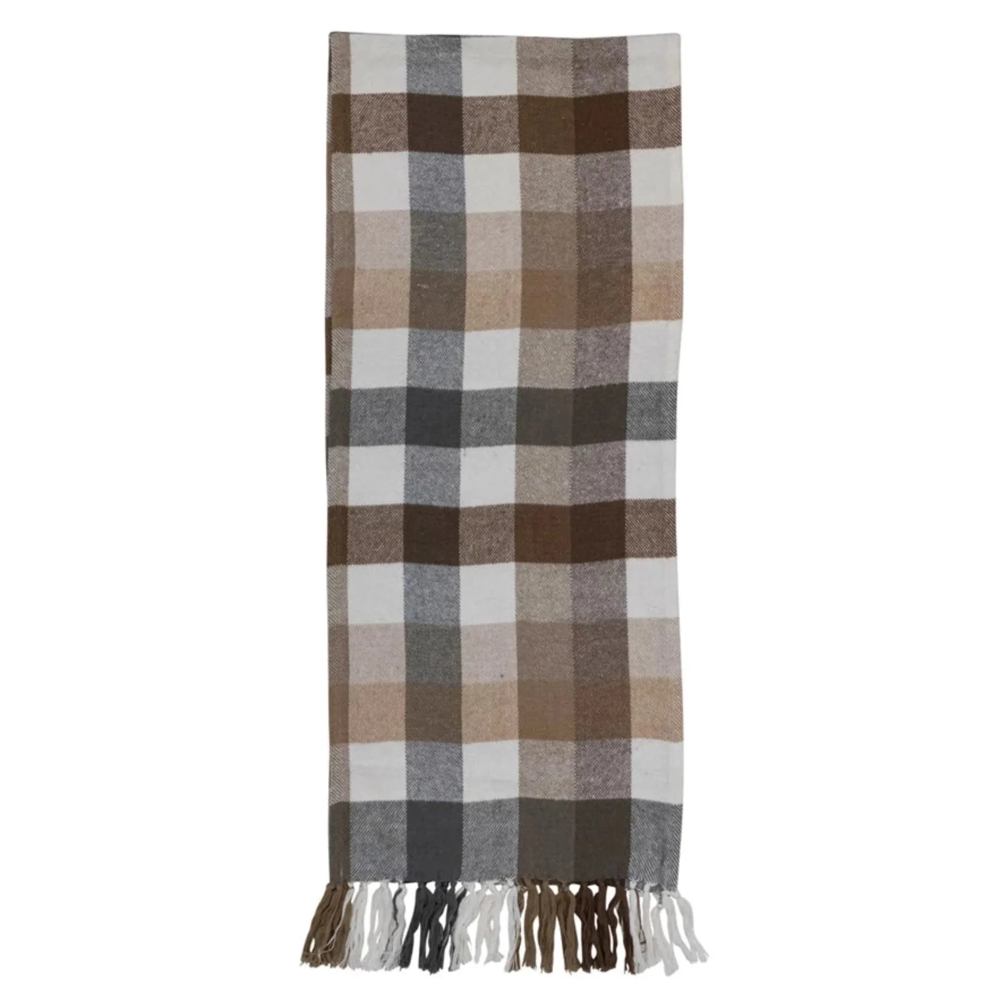 Warm Tones Plaid Flannel Fringed Table Runner