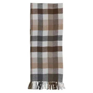 Warm Tones Plaid Flannel Fringed Table Runner