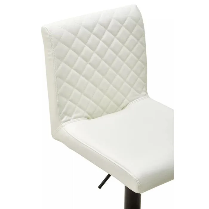 White Leather Effect High Back Bar Stool with Black Stainless Steel Rounded Base