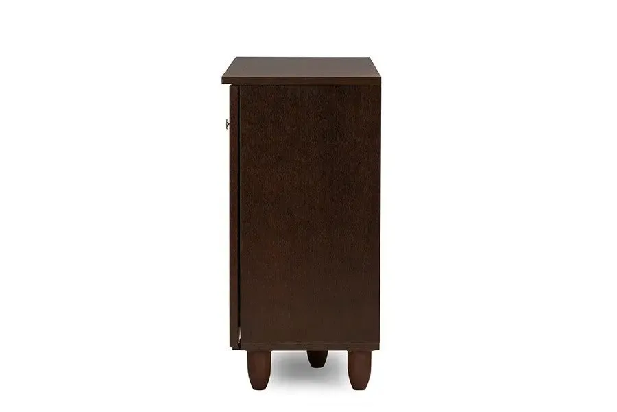 Winda 3-Door Dark Brown Wooden Entryway Shoes Storage Cabinet