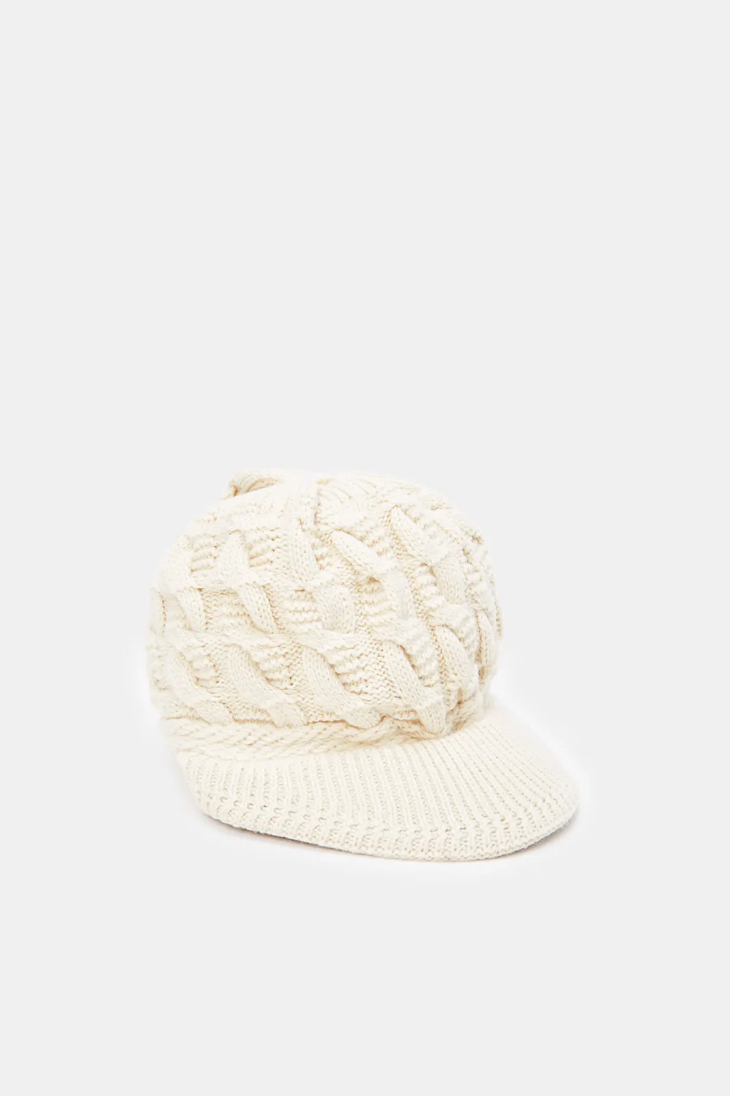 Women Beige Knitted Cap