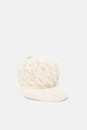 Women Beige Knitted Cap