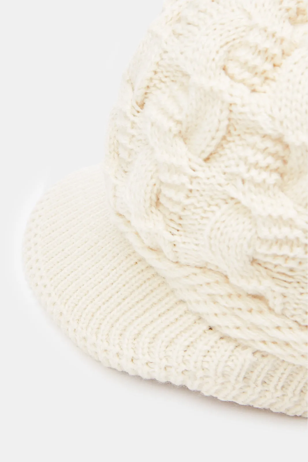 Women Beige Knitted Cap