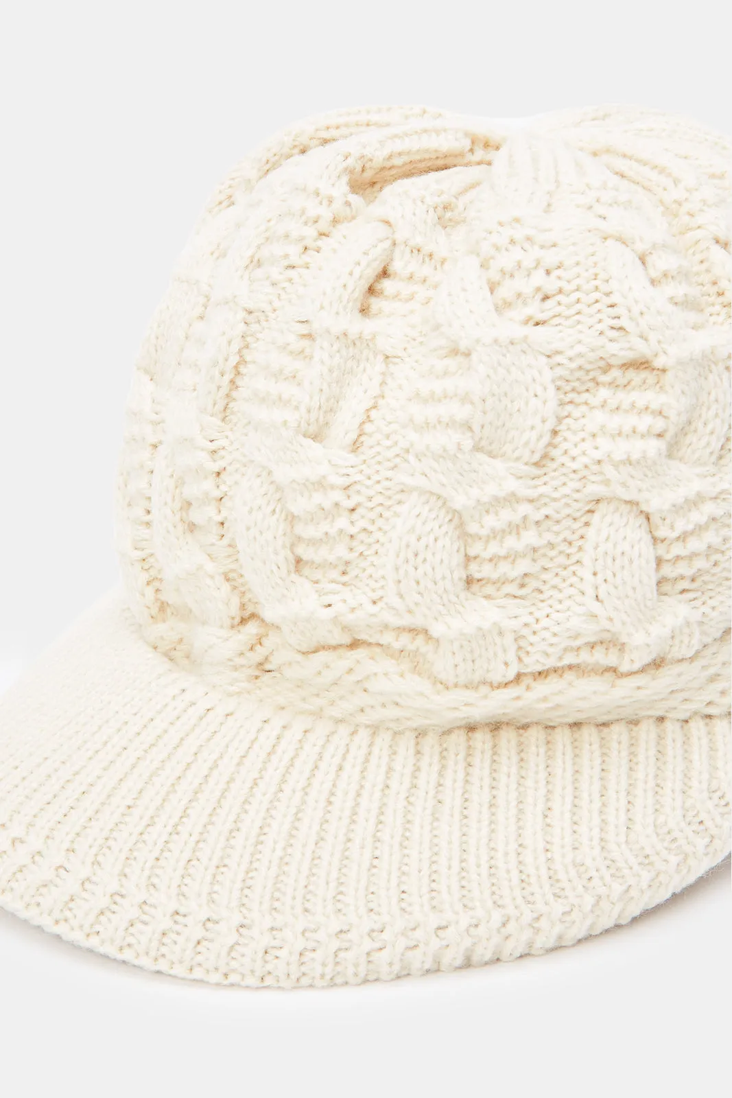 Women Beige Knitted Cap