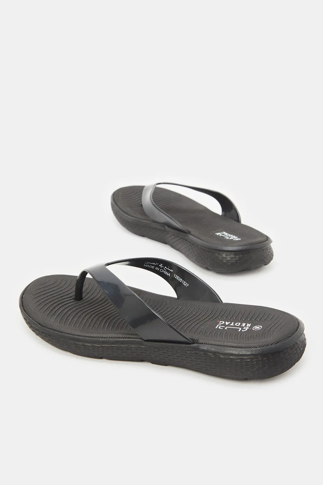 Women Black Sporty Flip Flops