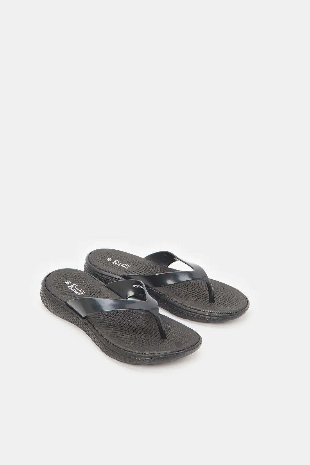 Women Black Sporty Flip Flops