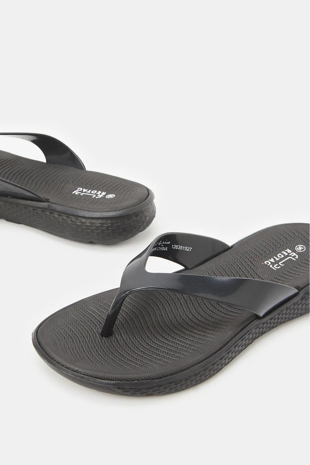 Women Black Sporty Flip Flops