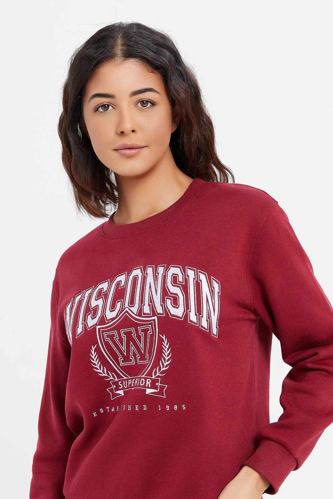 Women Burgundy Wisconsin Sweatshirt